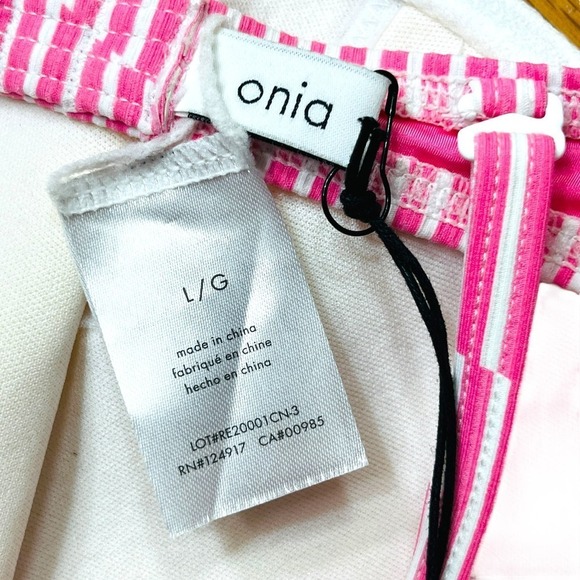 Onia NWT Dalia Pink and White Broken Striped Underwire Demi Cup Bikini Top Large - Picture 9 of 15